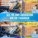 Aquarium Vacuum Gravel Cleaner, 30ft PVC Hose Fish Tank Vacuum Gravel Cleaner, Siphon Fish Tank Cleaner Vacuum, 3 Types of Brass Adapters, for Fish Tank Cleaning Gravel & Sand